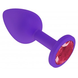 Фиолетовая силиконовая пробка с малиновым кристаллом - 7,3 см.